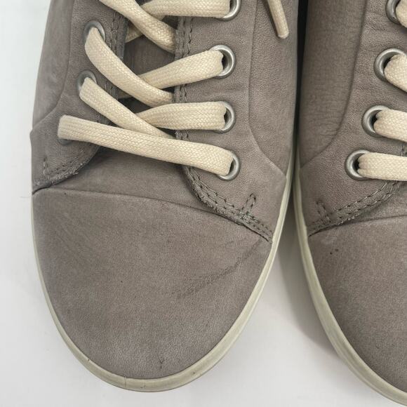 ECCO Soft 7 Shoes SZ 41 (US 10-10.5) Sneakers Taupe Gray Leather Lace Up Comfort - Picture 8 of 12